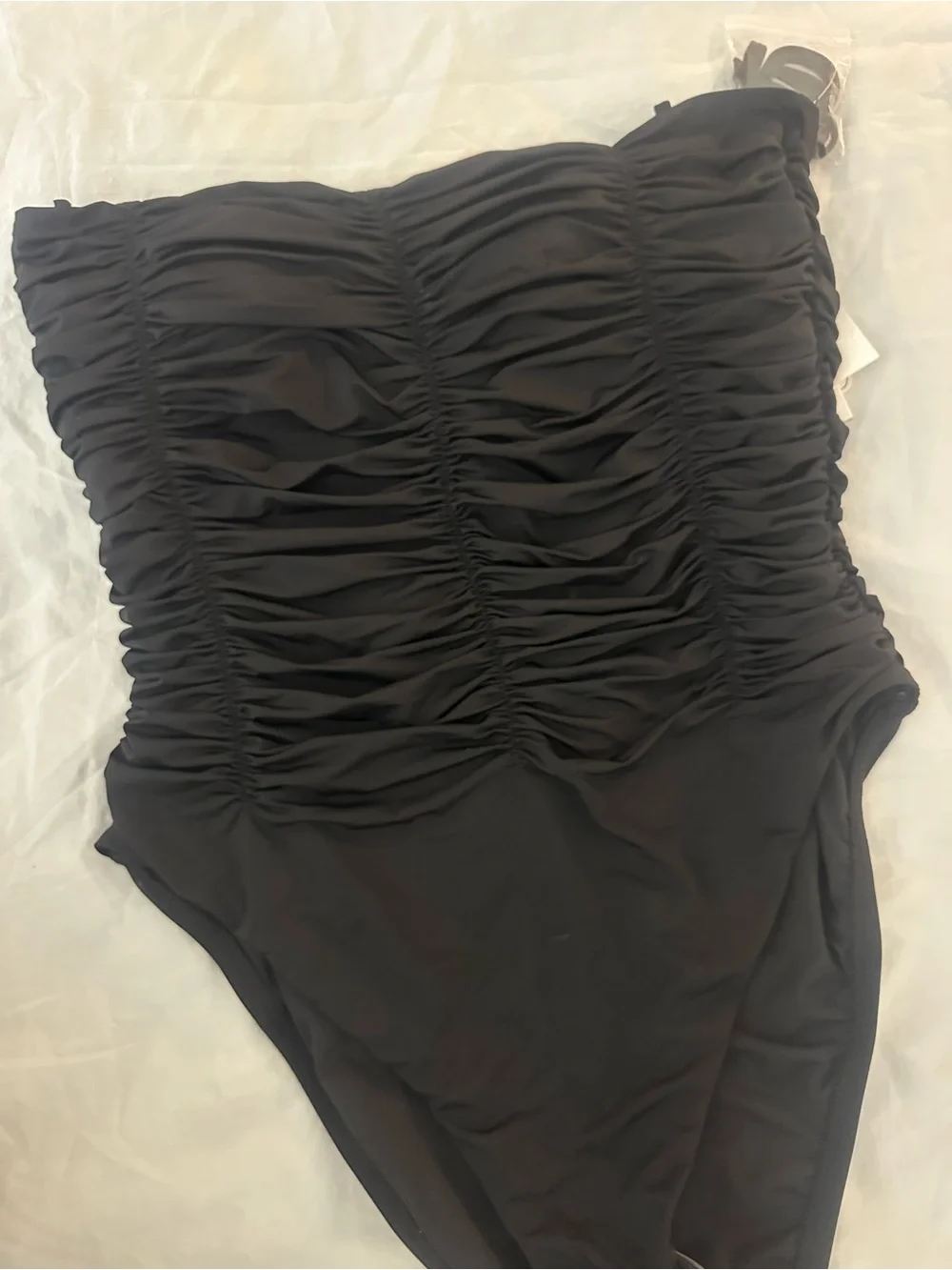 Anthropologie Sanctuary Shirred Black Ruched One-Piece Swimsuit